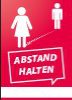 Plakat DIN A3 hoch (297 x 420 mm) einseitig bedruckt mit dem Motiv BITTE ABSTAND HALTEN